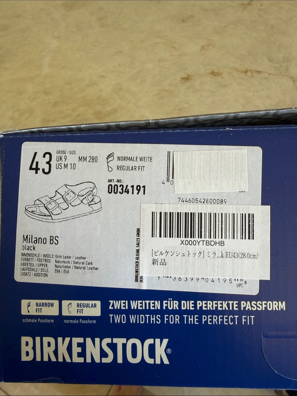 Birkenstock Black Milano RS Three-Strap Sandal Box Label - Picture 3 of 4